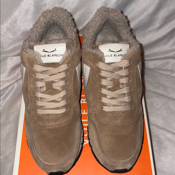 NWT VOILE BLANCHE JULIA Brown Pump Fur Suede Sneakers - Picture 10 of 16